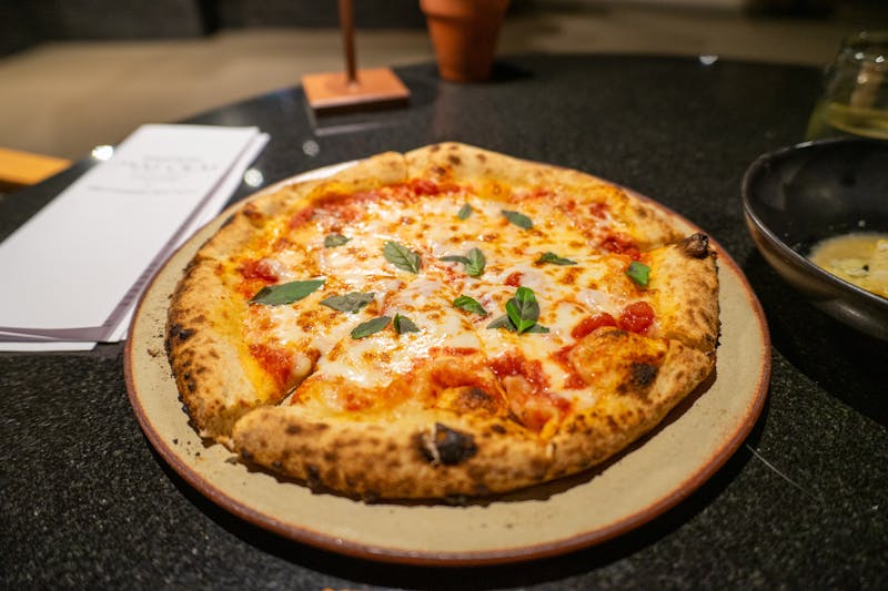 Margherita Pizza with fresh basil and buffalo mozzarella