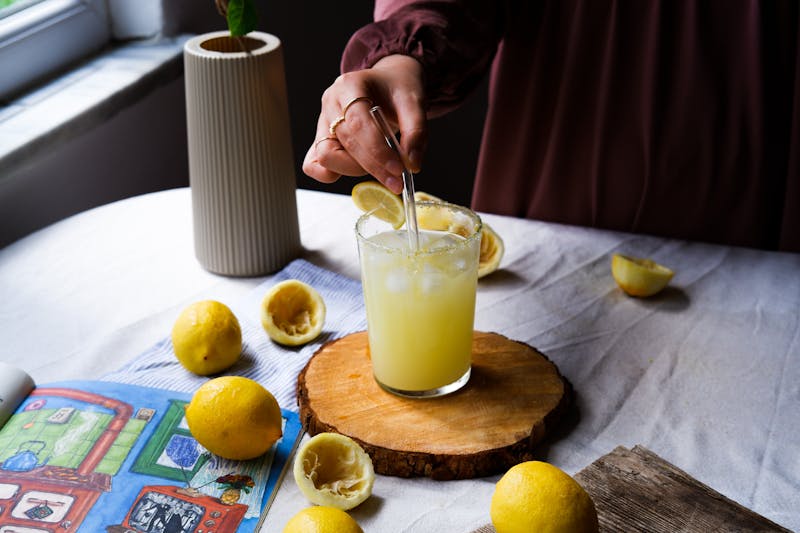 Fresh Lemonade cold beverage in glass